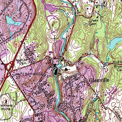 Topographic Map of Greenwich Fire Department Station 4 Glenville, CT