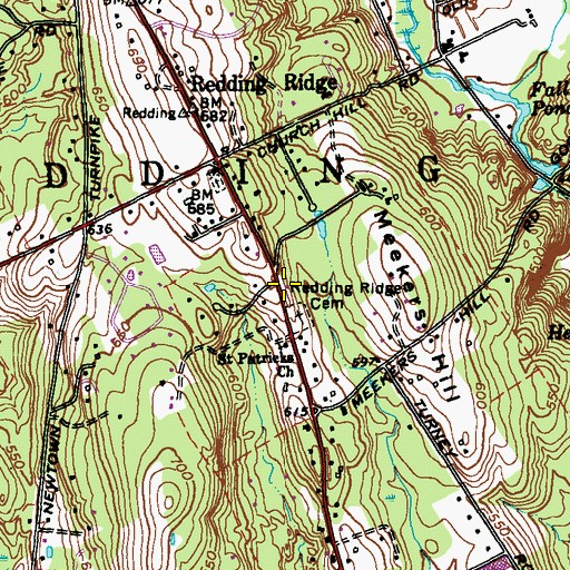 Topographic Map of Redding Fire Department and Emergency Medical Services Company Station 1, CT
