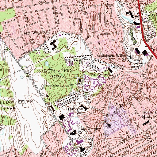 Topographic Map of Bridgeport Fire Department Engine Company 16, CT