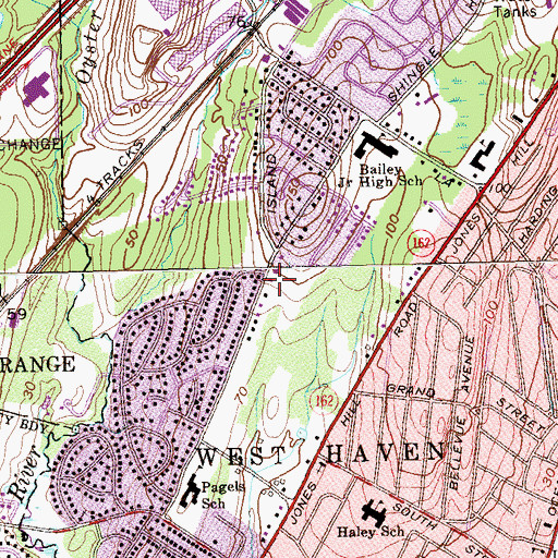 Topographic Map of West Shore Fire District Benham Hill Station, CT
