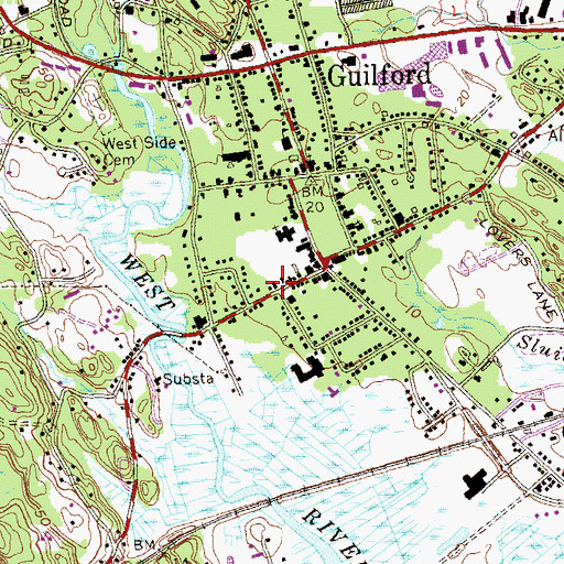 Topographic Map of Guilford Fire Department Station 3, CT
