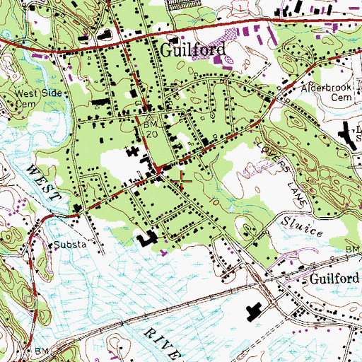 Topographic Map of Guilford Fire Department Station 2, CT