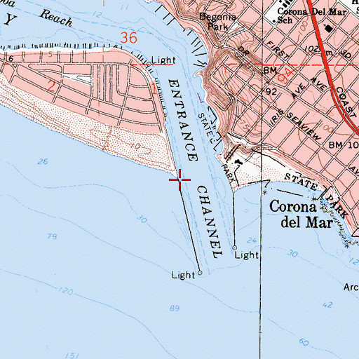 Topographic Map of Entrance Channel, CA