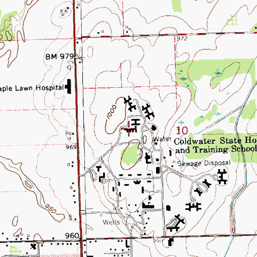 Topographic Map of Lakeland Correctional Facility, MI