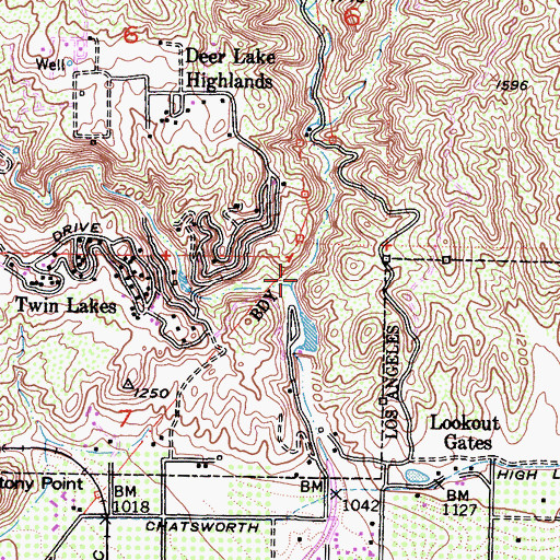 Topographic Map of Falls Creek, CA