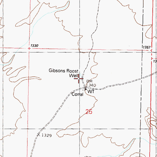 Topographic Map of Gibsons Roost Well, AZ
