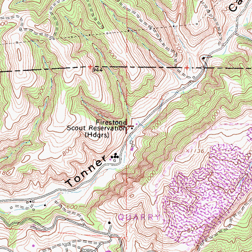 Topographic Map of Firestone Scout Reservation, CA