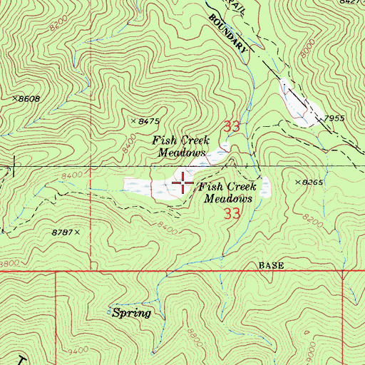 Topographic Map of Fish Creek Meadows, CA