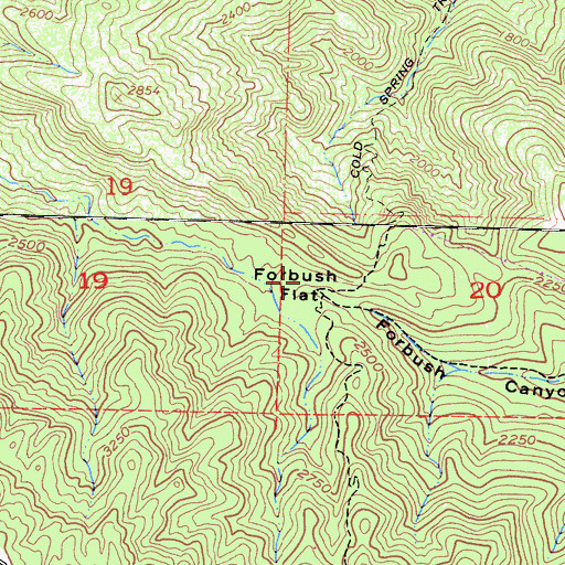 Topographic Map of Forbush Flat, CA