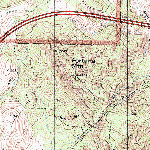 Topographic Map of Fortuna Mountain, CA