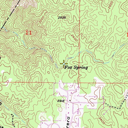 Topographic Map of Fox Spring, CA