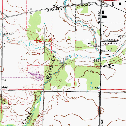 Topographic Map of Sugar Grove Branch, IL