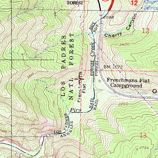 Topographic Map of Frenchmans Flat, CA