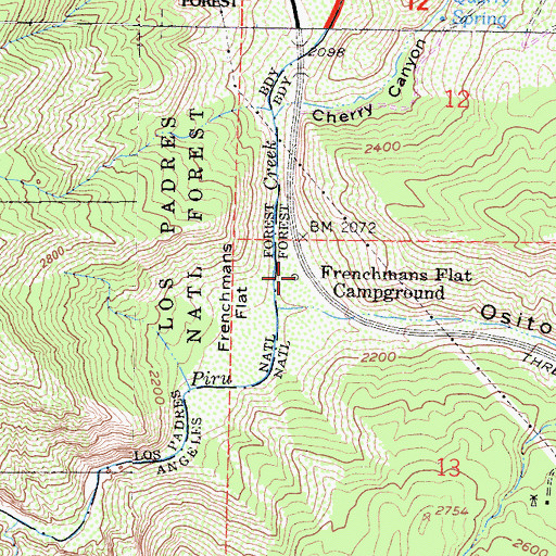 Topographic Map of Frenchmans Flat Campground, CA