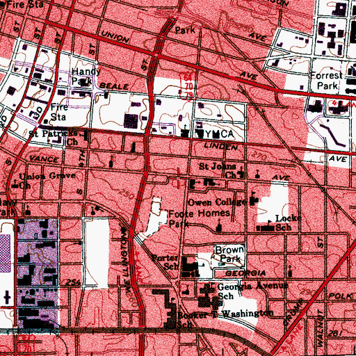 Topographic Map of Cornelia Crenshaw Branch Memphis Public Library, TN
