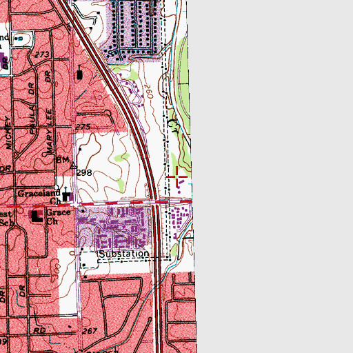 Topographic Map of A Maceo Walker Middle School, TN