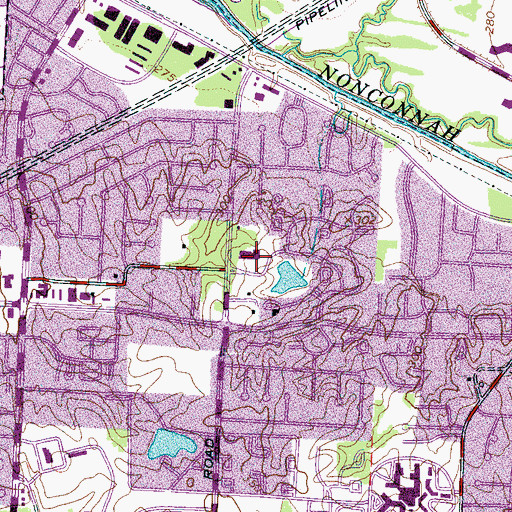 Topographic Map of Ridgeway Assembly of God, TN