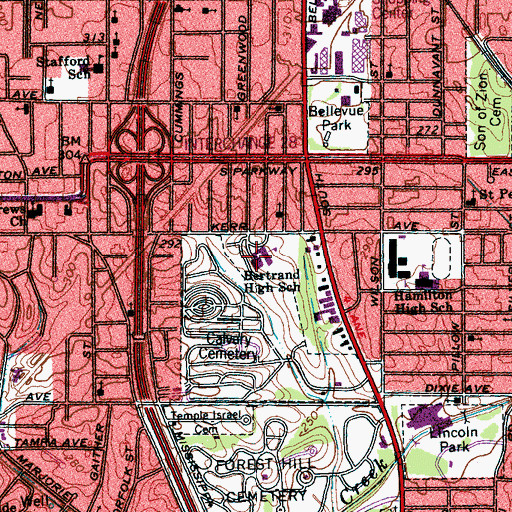 Topographic Map of Saint Augustine Catholic Church, TN