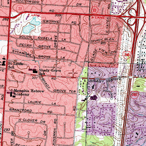 Topographic Map of Shady Grove Presbyterian Church, TN