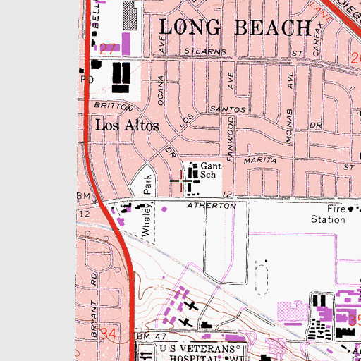 Topographic Map of Gant Elementary School, CA