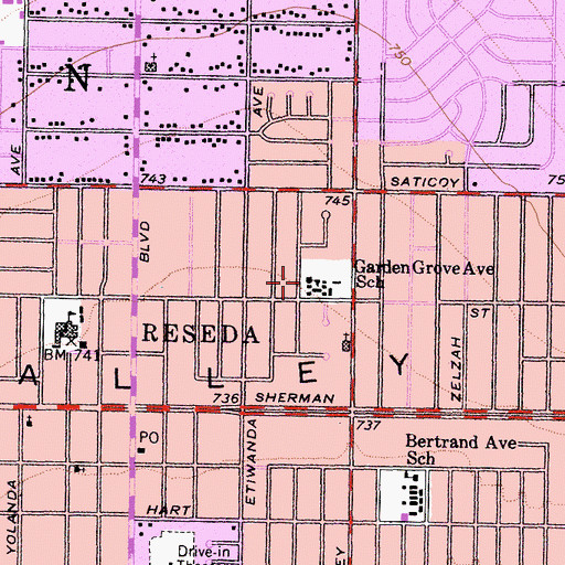 Topographic Map of Garden Grove Avenue School, CA