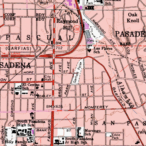 Topographic Map of Garfield Park, CA