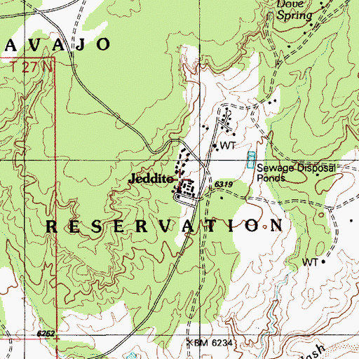 Topographic Map of Jeddito School, AZ
