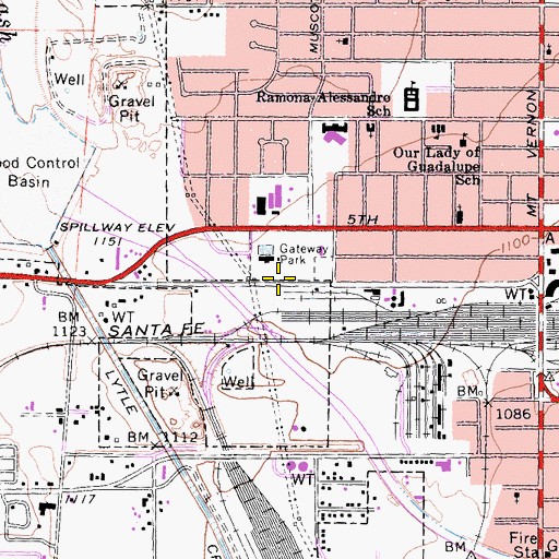Topographic Map of Gateway Park, CA
