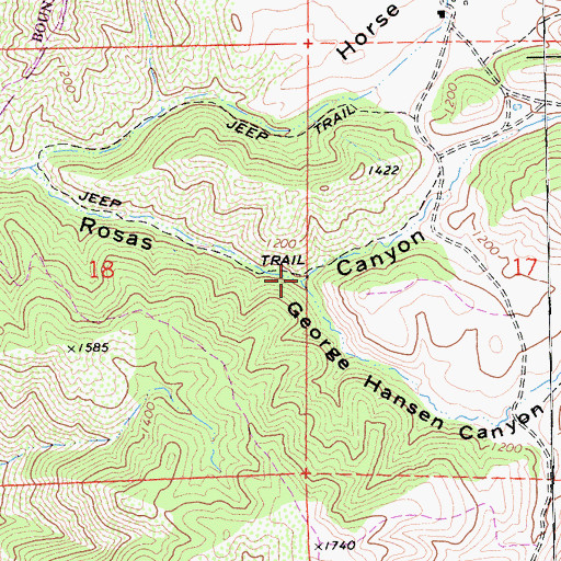 Topographic Map of George Hansen Canyon, CA