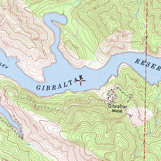 Topographic Map of Gibraltar Reservoir, CA