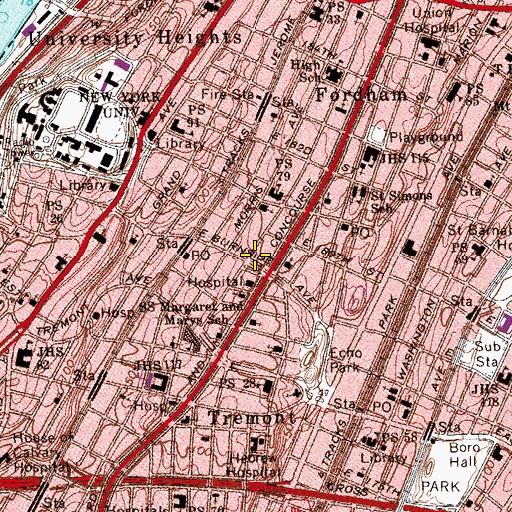Topographic Map of Burnside Medical Center, NY
