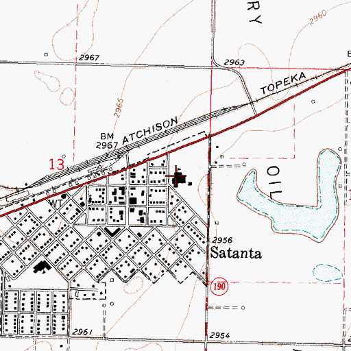 Topographic Map of Satanta Junior / Senior High School, KS