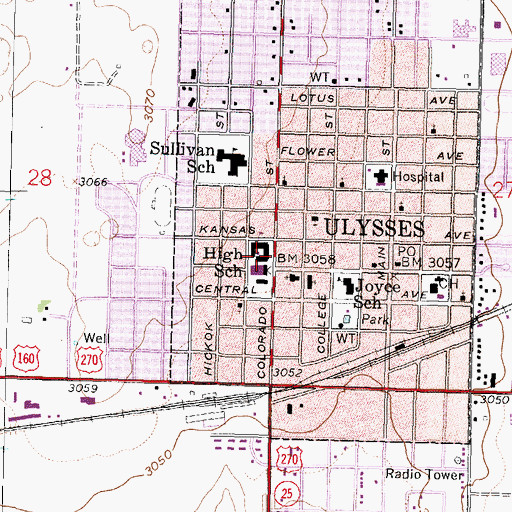 Topographic Map of Kepley Middle School, KS
