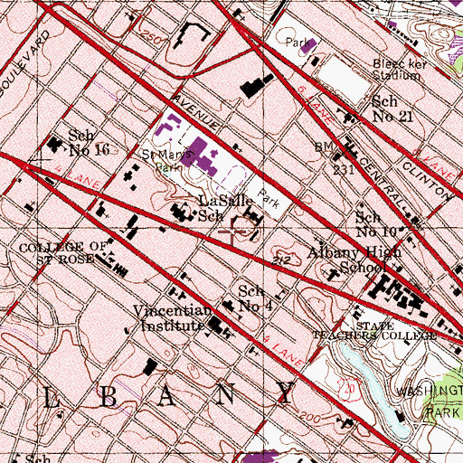 Topographic Map of Waterbury Hall, NY