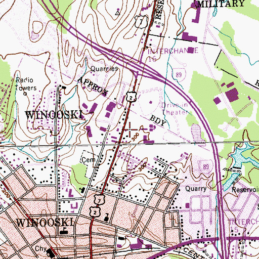 Topographic Map of Winooski School District, VT