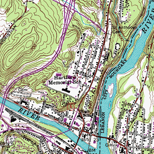 Topographic Map of Hartford Area Career and Technical Center, VT
