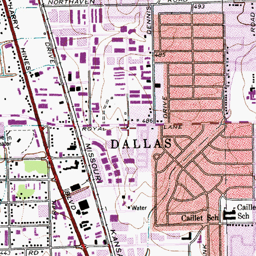 Topographic Map of Dallas Fire - Rescue Station 30, TX