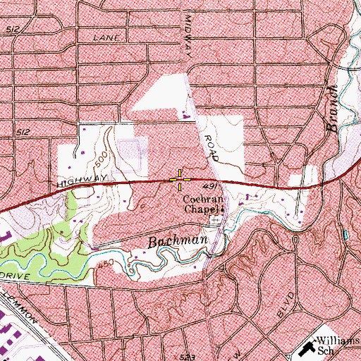Topographic Map of Dallas Bahai Community Church, TX
