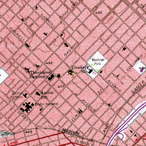 Topographic Map of East Dallas Christian Church, TX