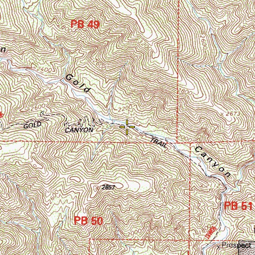 Topographic Map of Gold Canyon Trail, CA