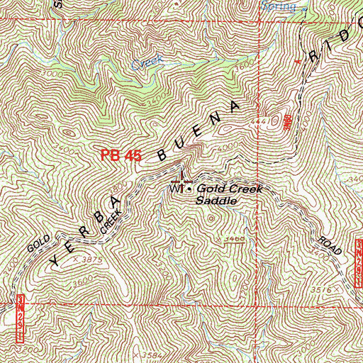 Topographic Map of Gold Creek Saddle, CA