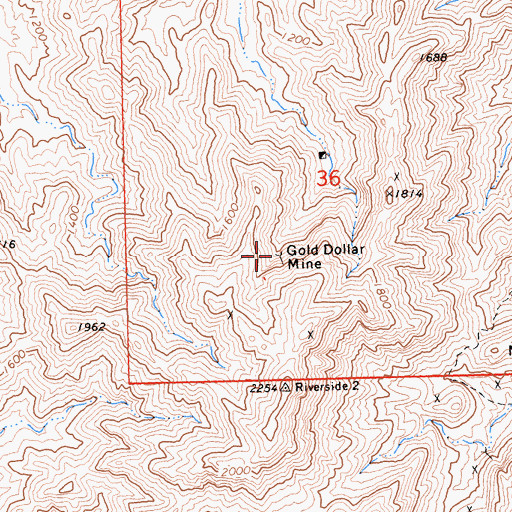 Topographic Map of Gold Dollar Mine, CA