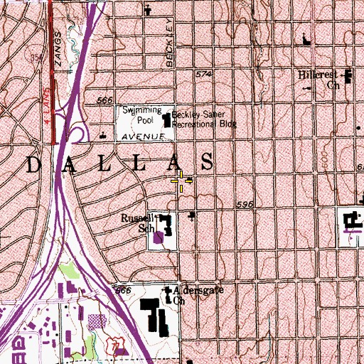 Topographic Map of House of Prayer Assembly of God, TX