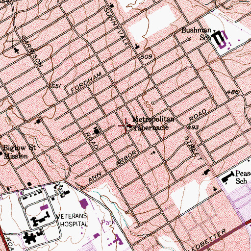 Topographic Map of Antioch Missionary Baptist Church, TX