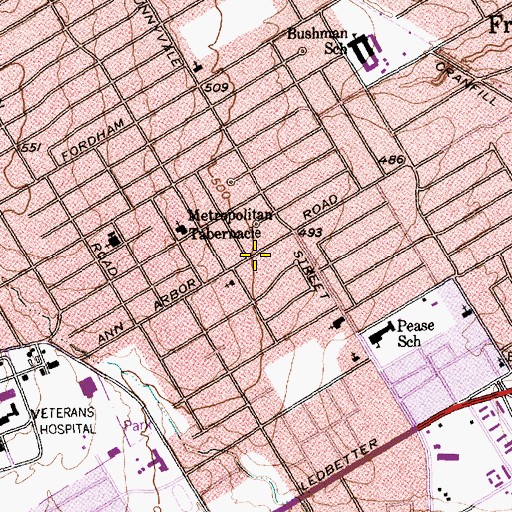 Topographic Map of Bible Temple Christian Center, TX
