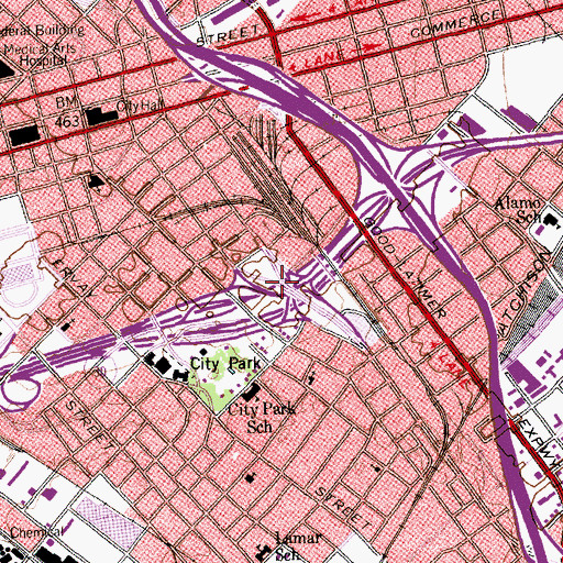 Topographic Map of Interchange 46A, TX