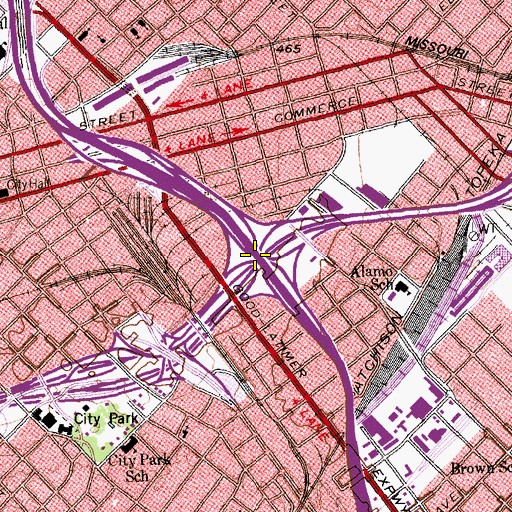 Topographic Map of Interchange 46B, TX
