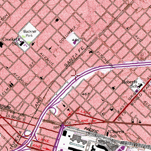 Topographic Map of Interchange 47C, TX