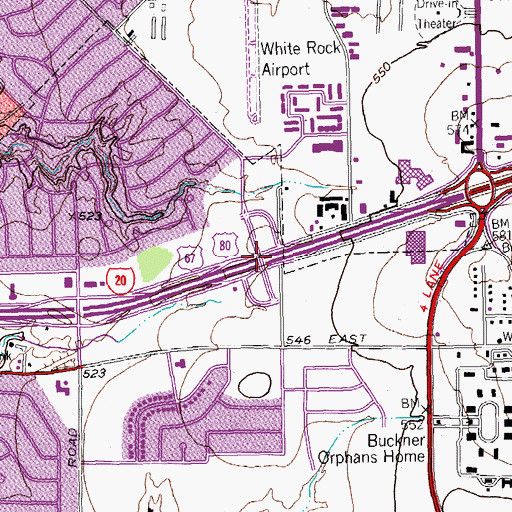 Topographic Map of Interchange 52A, TX