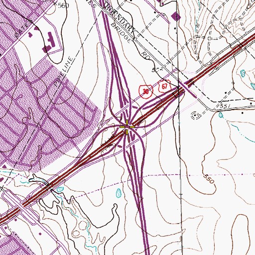 Topographic Map of Interchange 56A, TX
